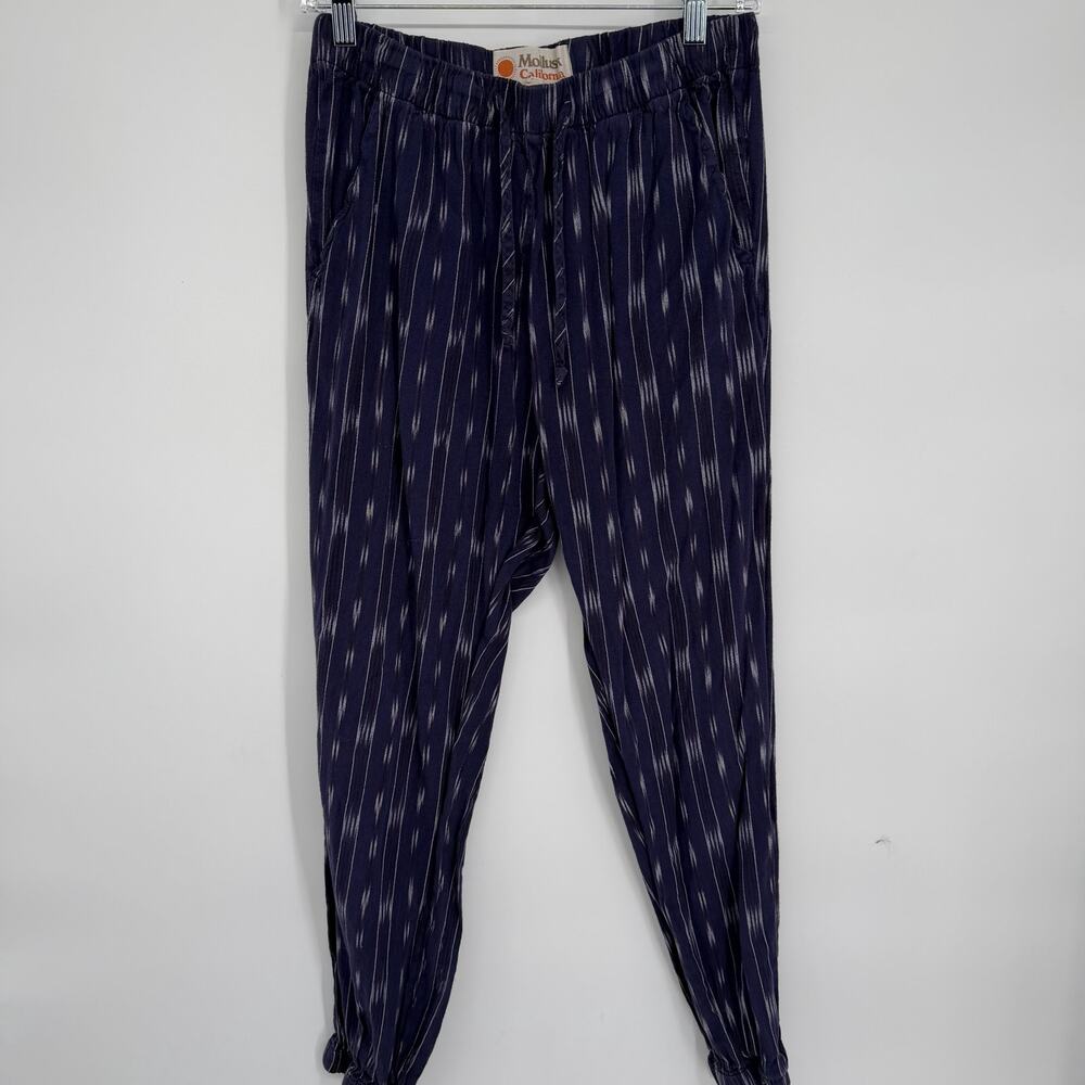 Mollusk Jogger Pants Medium Navy Bohemian Stripes Cotton Canvas Workwear Artsy
